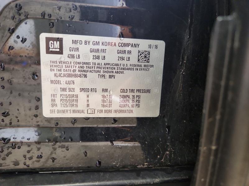 2017 Buick Encore მანქანა იყიდება აუქციონზე, vin: KL4CJASB8HB046796, აუქციონის ნომერი: 56850716