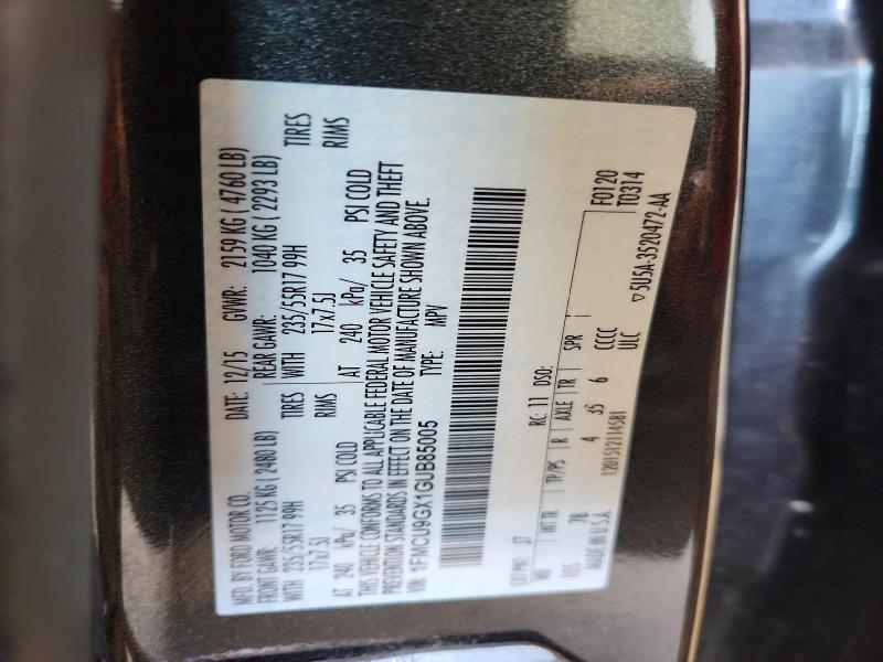 Продаж на аукціоні авто 2016 Ford Escape, vin: 1FMCU9GX1GUB85005, номер лоту: 56969236