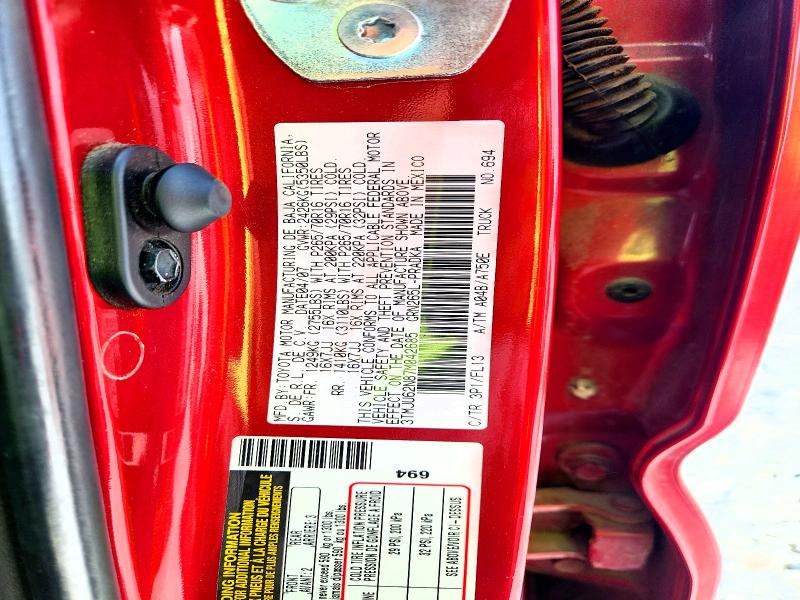 2007 Toyota Tacoma მანქანა იყიდება აუქციონზე, vin: 3TMJU62N87M042685, აუქციონის ნომერი: 58407036