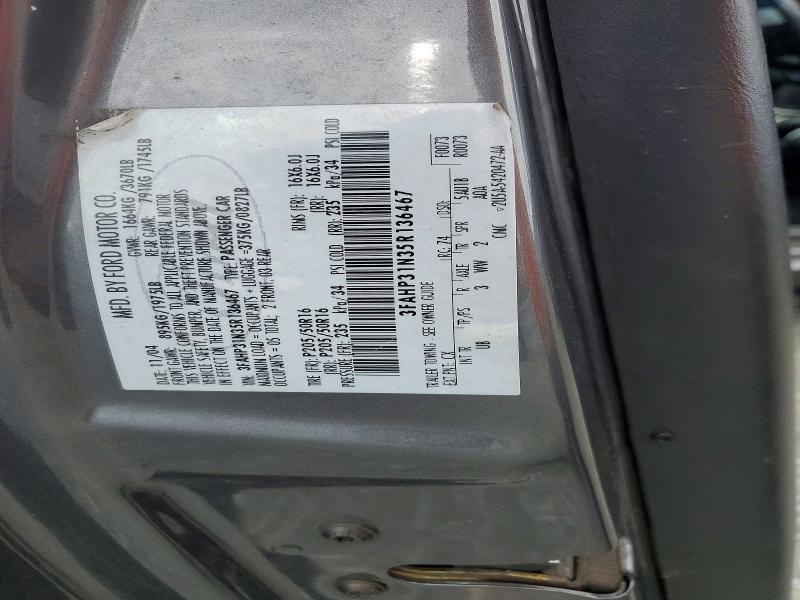 2005 Ford Focus მანქანა იყიდება აუქციონზე, vin: 3FAHP31N35R136467, აუქციონის ნომერი: 57019546