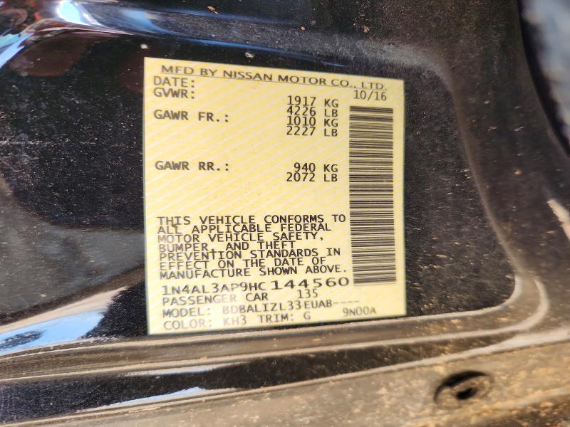 Продажа на аукционе авто 2017 Nissan Altima, vin: 1N4AL3AP9HC144560, номер лота: 58793566