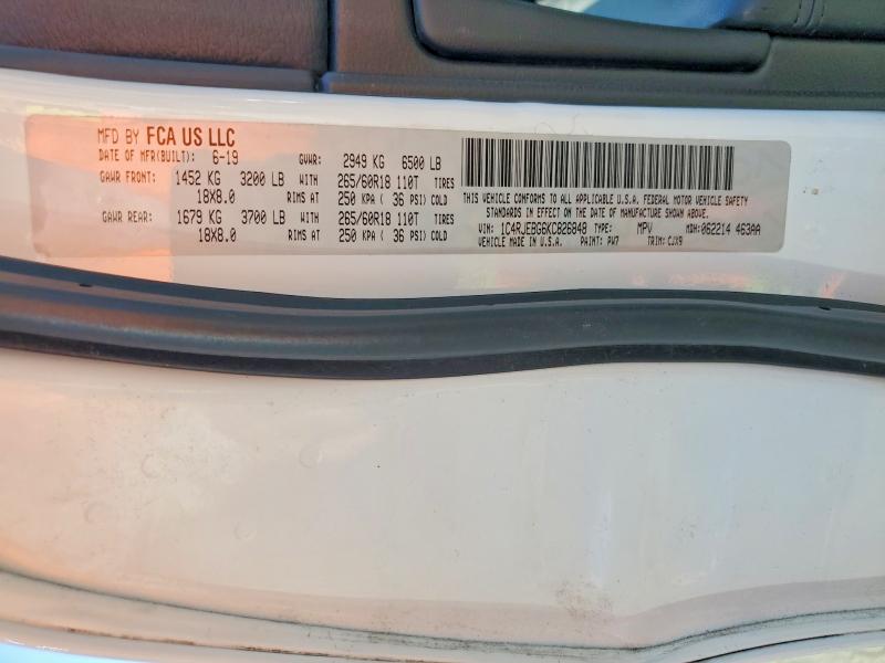 Aukcja sprzedaży 2019 Jeep Grand Cherokee, vin: 1C4RJEBG6KC826848, numer aukcji: 55458116