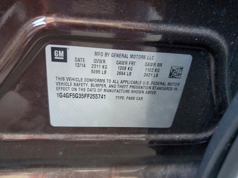 2015 Buick Lacrosse მანქანა იყიდება აუქციონზე, vin: 1G4GF5G35FF255741, აუქციონის ნომერი: 57629496