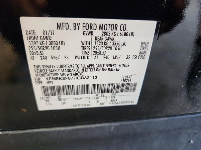 Auction sale of the 2017 Ford Explorer, vin: 1FM5K8F87HGB82113, lot number: 77248855
