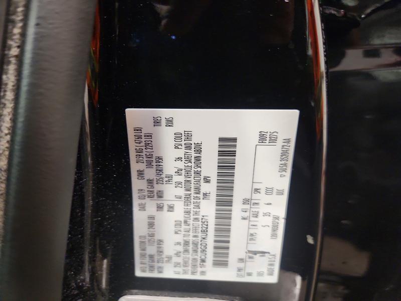 Продажа на аукционе авто 2019 Ford Escape, vin: 1FMCU9GD7KUB22571, номер лота: 56629306
