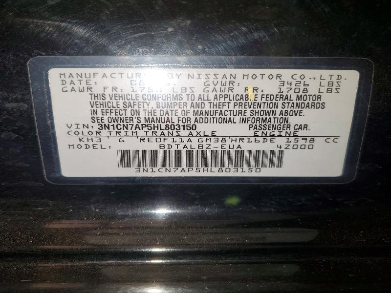 Продажа на аукционе авто 2017 Nissan Versa, vin: 3N1CN7AP5HL803150, номер лота: 55459586