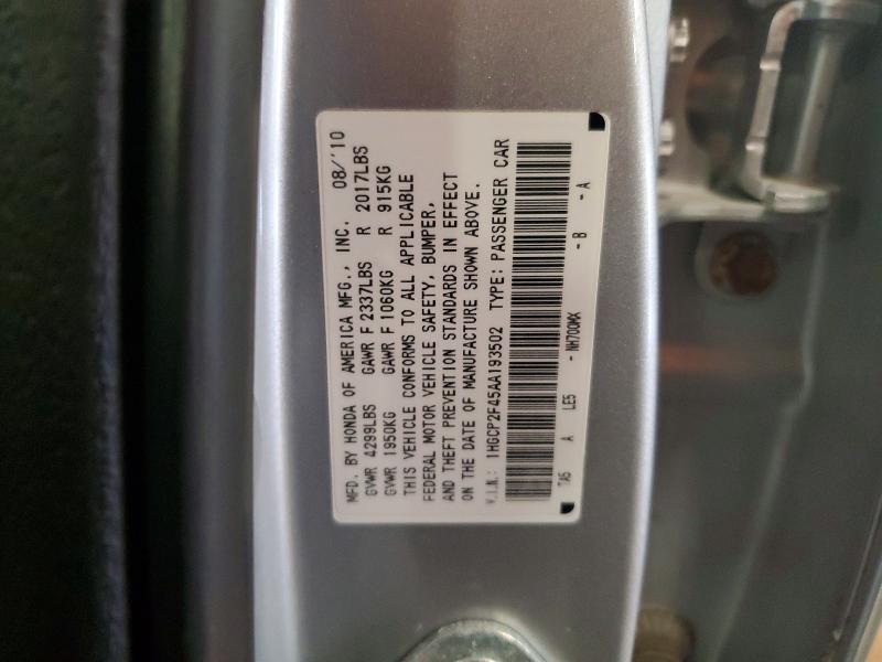 Продаж на аукціоні авто 2010 Honda Accord, vin: 1HGCP2F45AA193502, номер лоту: 57756966