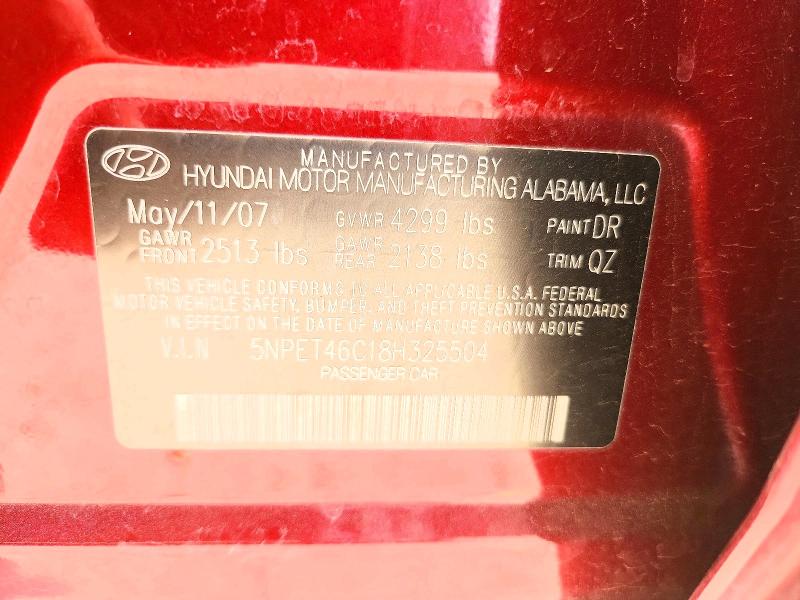 Продаж на аукціоні авто 2008 Hyundai Sonata, vin: 5NPET46C18H325504, номер лоту: 58048236