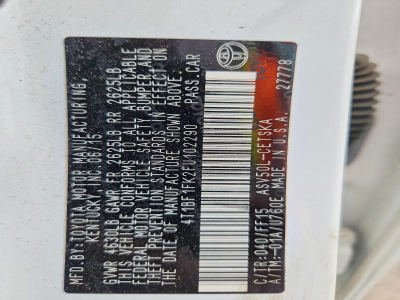 56296316 :رقم المزاد ، 4T1BF1FK2FU102290 vin ، 2015 Toyota Camry مزاد بيع
