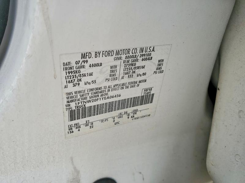 Aukcja sprzedaży 2000 Ford F250, vin: 1FTNW20F1YEA06456, numer aukcji: 56702146