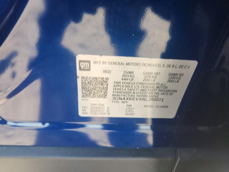 57940506 :رقم المزاد ، 3GNAXKEVXNL290071 vin ، 2022 Chevrolet Equinox مزاد بيع