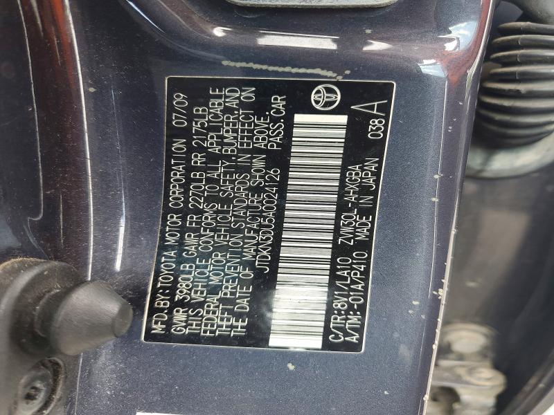 56714736 :رقم المزاد ، JTDKN3DU5A0024126 vin ، 2010 Toyota Prius مزاد بيع