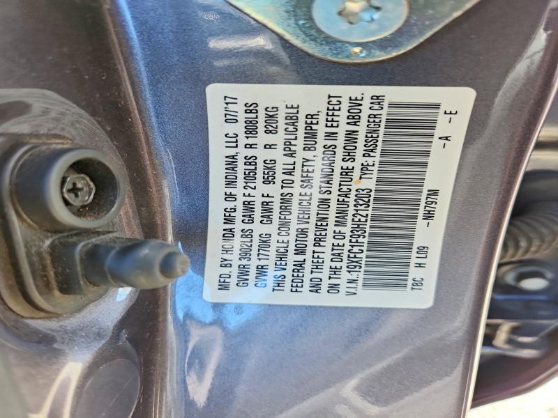 Продажа на аукционе авто 2017 Honda Civic, vin: 19XFC1F93HE213203, номер лота: 58060336