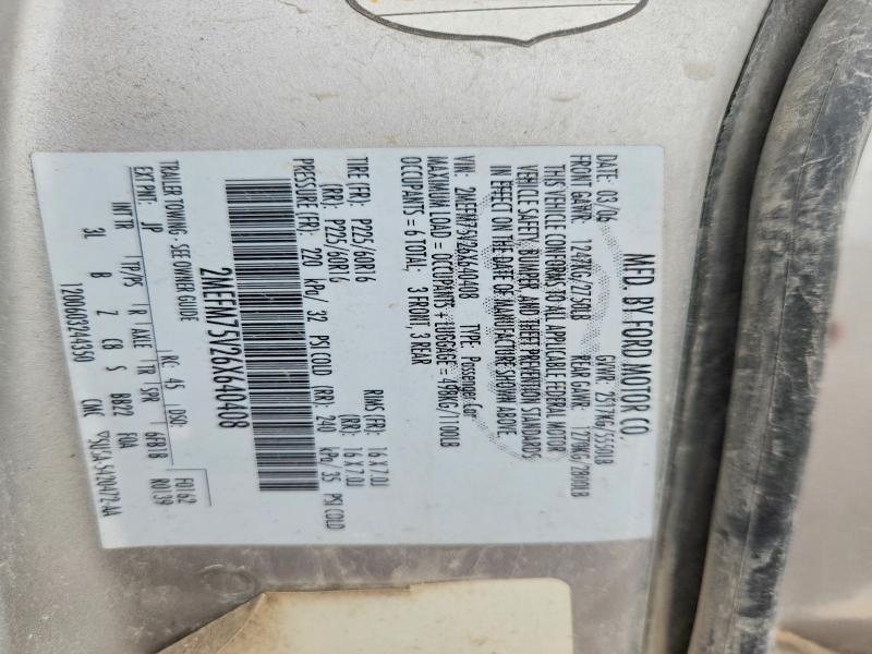 55800866 :رقم المزاد ، 2MEFM75V26X640408 vin ، 2006 Mercury Grand Marquis مزاد بيع