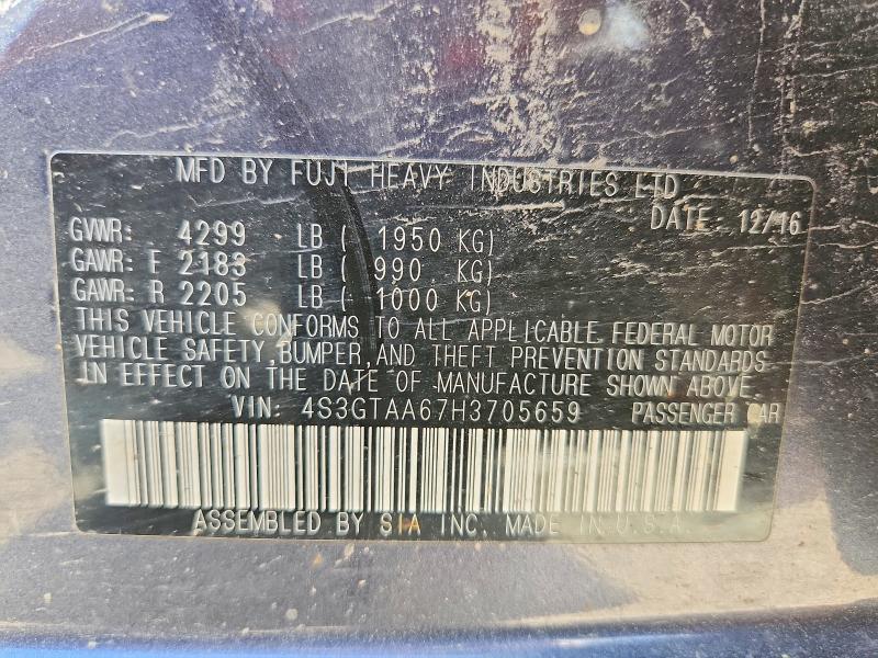 Aukcja sprzedaży 2017 Subaru Impreza, vin: 4S3GTAA67H3705659, numer aukcji: 55647276
