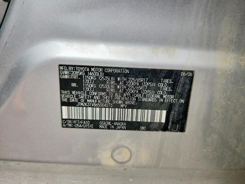 56034676 :رقم المزاد ، JTMZK31V865004273 vin ، 2006 Toyota Rav4 مزاد بيع