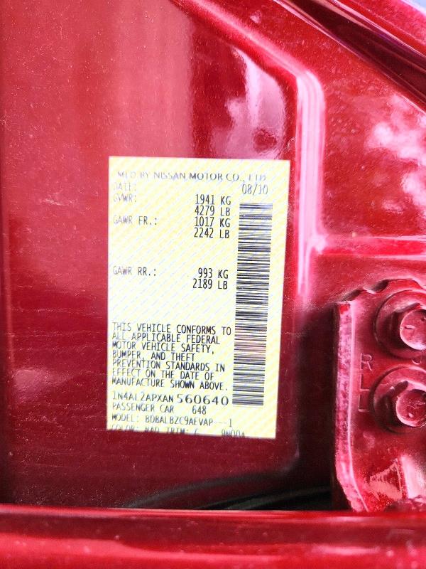 Aukcja sprzedaży 2010 Nissan Altima, vin: 1N4AL2APXAN560640, numer aukcji: 59124956