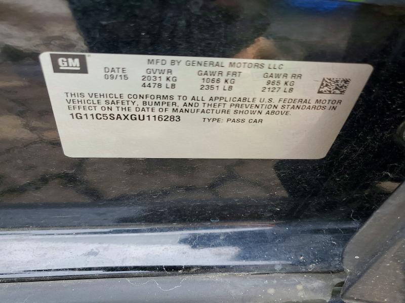 2016 Chevrolet Malibu Limited მანქანა იყიდება აუქციონზე, vin: 1G11C5SAXGU116283, აუქციონის ნომერი: 58214906