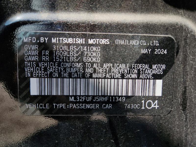 Продаж на аукціоні авто 2024 Mitsubishi Mirage, vin: ML32FUFJ5RHF11349, номер лоту: 55437796