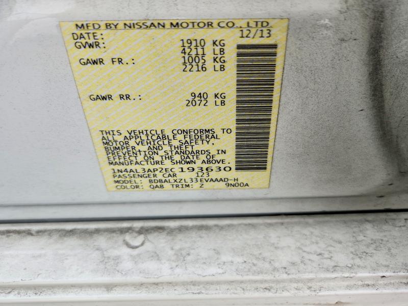 2014 Nissan Altima მანქანა იყიდება აუქციონზე, vin: 1N4AL3AP2EC193630, აუქციონის ნომერი: 55406156