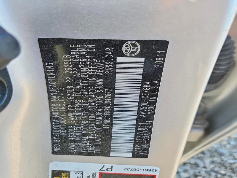2012 Toyota Camry Hybrid მანქანა იყიდება აუქციონზე, vin: 4T1BD1FK8CU042677, აუქციონის ნომერი: 57040776