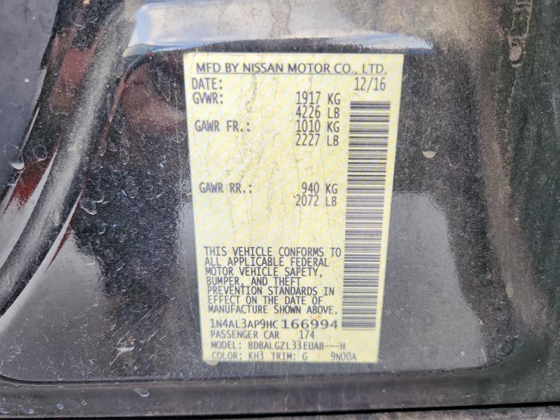 56168986 :رقم المزاد ، 1N4AL3AP9HC166994 vin ، 2017 Nissan Altima مزاد بيع