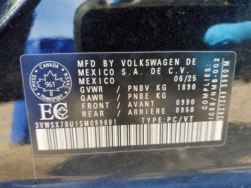 Aukcja sprzedaży 2025 Volkswagen Jetta, vin: 3VWSX7BU1SM099681, numer aukcji: 58467576