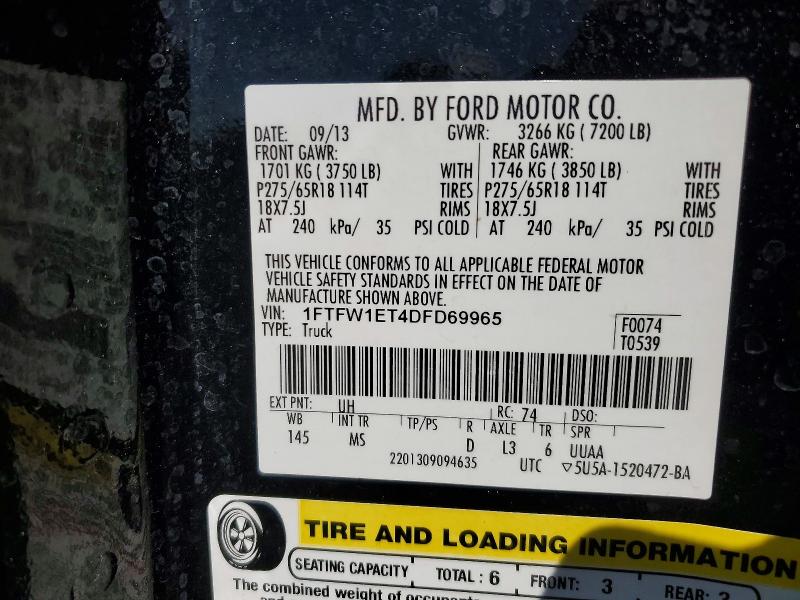 Продаж на аукціоні авто 2013 Ford F150, vin: 1FTFW1ET4DFD69965, номер лоту: 55800436