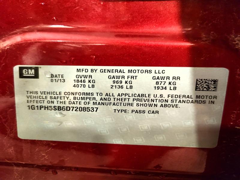 Продажа на аукционе авто 2013 Chevrolet Cruze, vin: 1G1PH5SB6D7208537, номер лота: 55555206