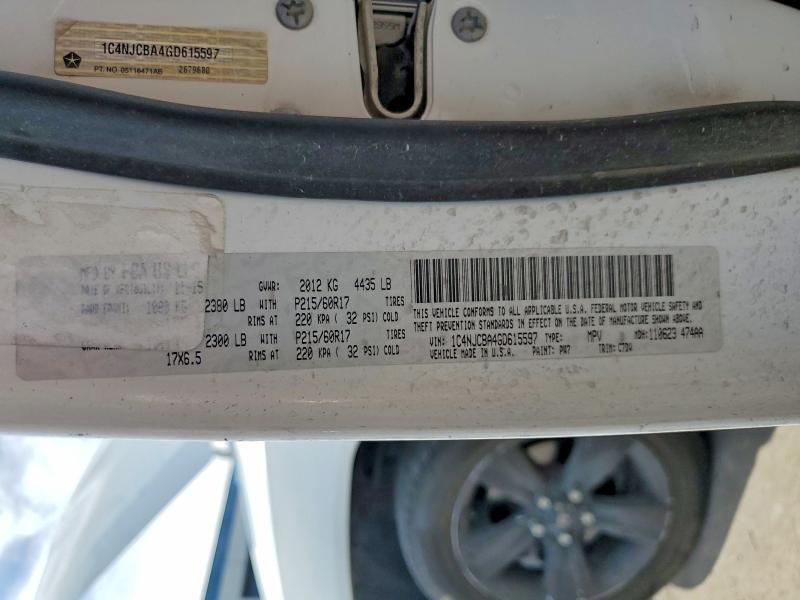 2016 Jeep Compass მანქანა იყიდება აუქციონზე, vin: 1C4NJCBA4GD615597, აუქციონის ნომერი: 56428106
