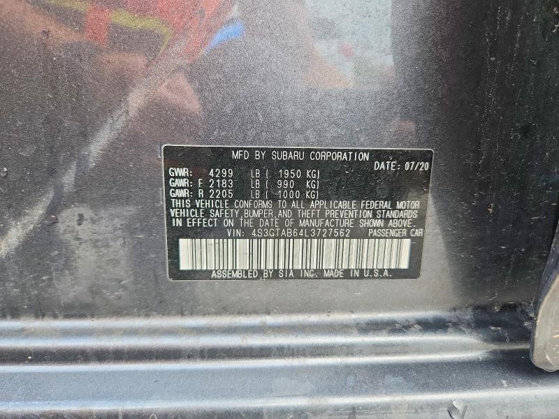 2020 Subaru Impreza მანქანა იყიდება აუქციონზე, vin: 4S3GTAB64L3727562, აუქციონის ნომერი: 58949366