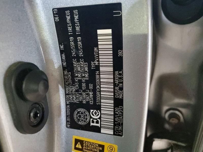 Продажа на аукционе авто 2019 Toyota Highlander Hybrid, vin: 5TDDGRFH3KS069814, номер лота: 55555416