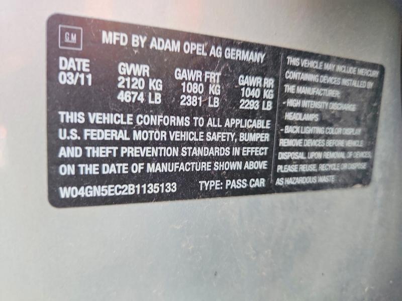 Продажа на аукционе авто 2011 Buick Regal, vin: W04GN5EC2B1135133, номер лота: 57777326
