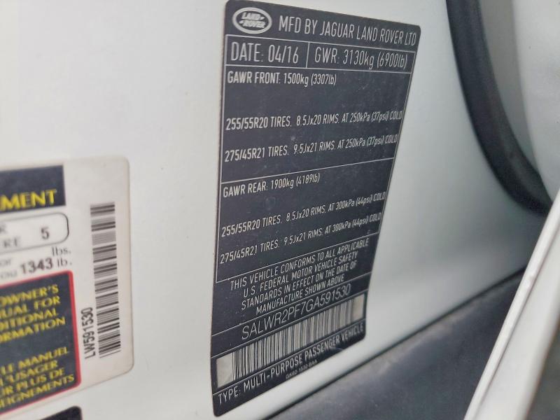 Продажа на аукционе авто 2016 Land Rover Range Rover Sport, vin: SALWR2PF7GA591530, номер лота: 58730796