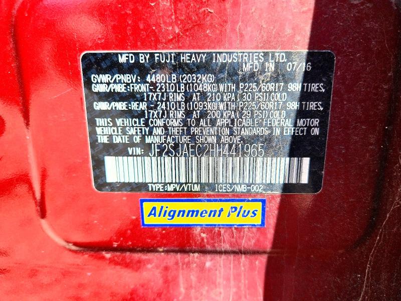 Продаж на аукціоні авто 2017 Subaru Forester, vin: JF2SJAEC2HH441965, номер лоту: 56620566