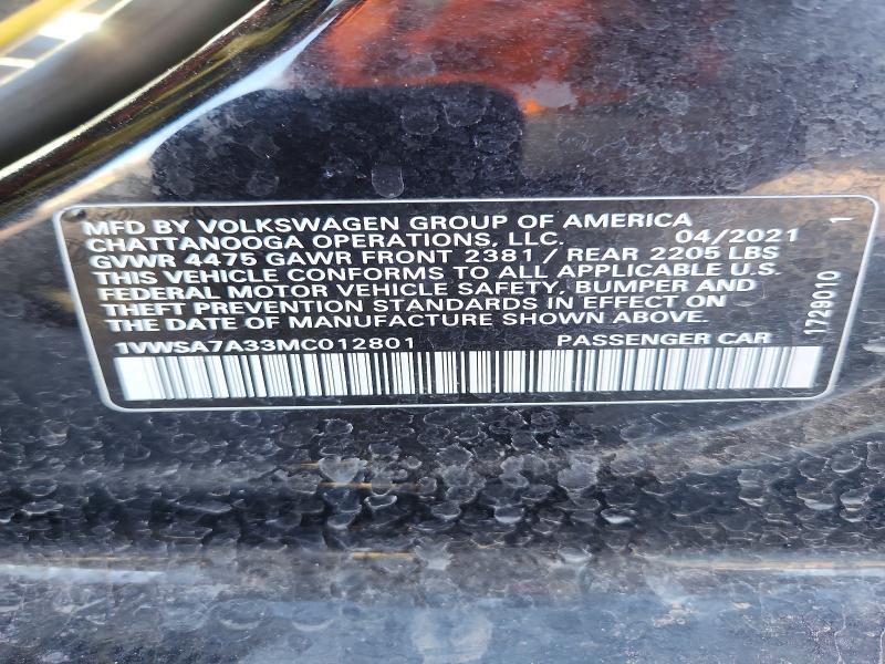 Продаж на аукціоні авто 2021 Volkswagen Passat, vin: 1VWSA7A33MC012801, номер лоту: 56634446