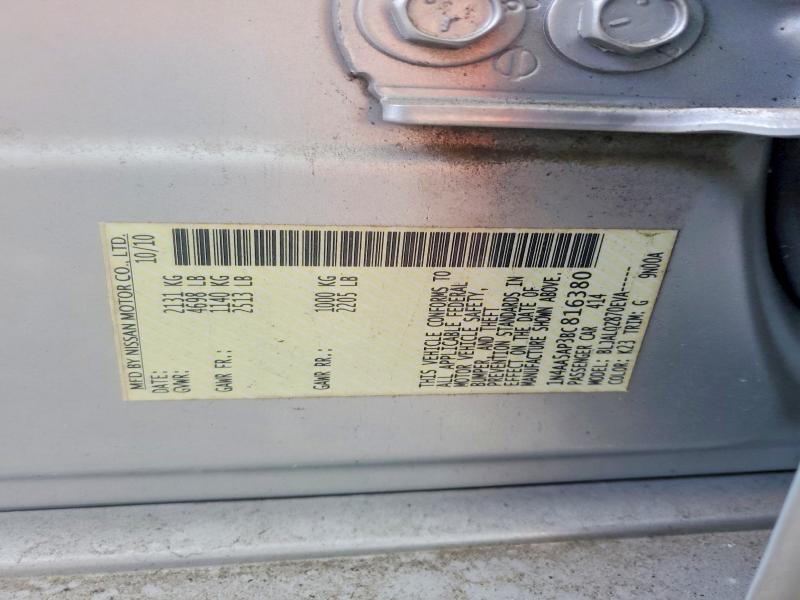 Auction sale of the 2011 Nissan Maxima, vin: 1N4AA5AP3BC816380, lot number: 55857346