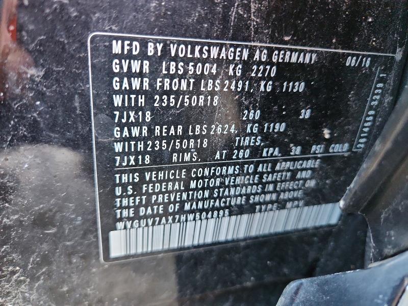 Продажа на аукционе авто 2017 Volkswagen Tiguan, vin: WVGUV7AX7HW504895, номер лота: 58243276