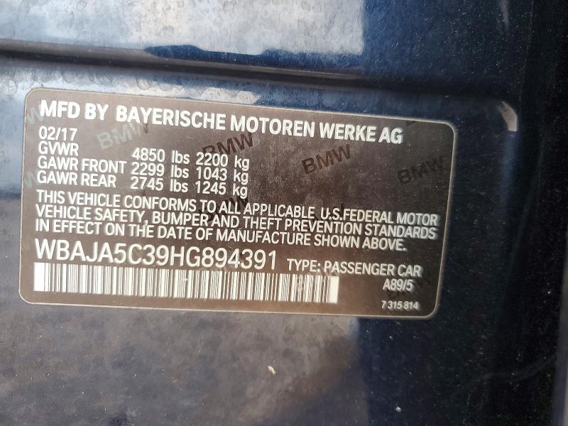 58095826 :رقم المزاد ، WBAJA5C39HG894391 vin ، 2017 Bmw 530 مزاد بيع