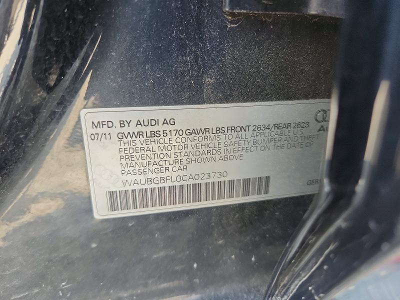 2012 Audi S4 მანქანა იყიდება აუქციონზე, vin: WAUBGBFL0CA023730, აუქციონის ნომერი: 58767346
