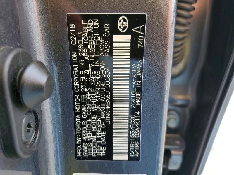 Продажа на аукционе авто 2018 Toyota C-hr, vin: JTNKHMBX6J1000854, номер лота: 57913186