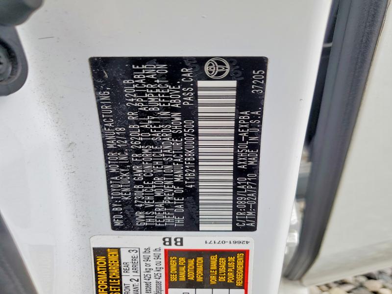 2019 Toyota Avalon Hybrid მანქანა იყიდება აუქციონზე, vin: 4T1B21FB8KU007500, აუქციონის ნომერი: 56829276