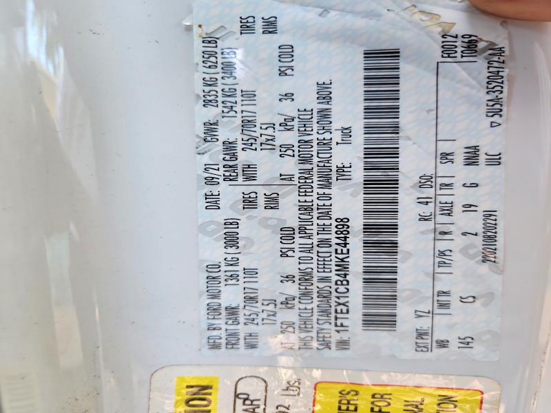 2021 Ford F150 მანქანა იყიდება აუქციონზე, vin: 1FTEX1CB4MKE44898, აუქციონის ნომერი: 47563006