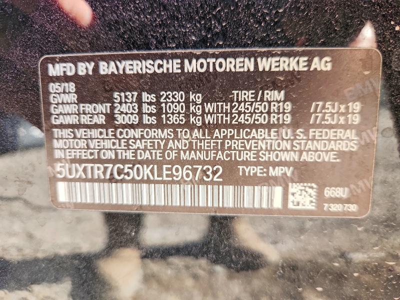 Продаж на аукціоні авто 2019 Bmw X3, vin: 5UXTR7C50KLE96732, номер лоту: 56395066