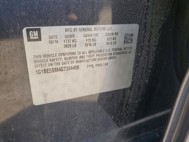 59553246 :رقم المزاد ، 1G1BE5SM4G7304496 vin ، 2016 Chevrolet Cruze مزاد بيع