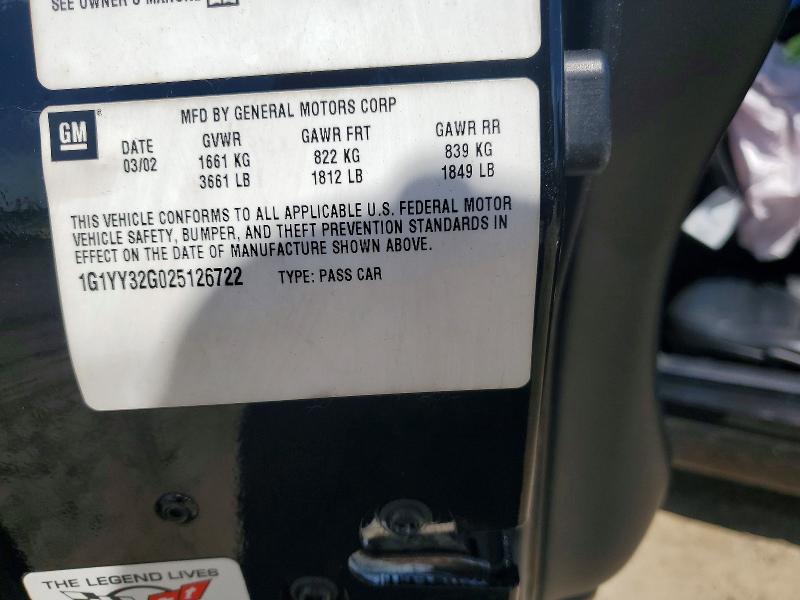 56654396 :رقم المزاد ، 1G1YY32G025126722 vin ، 2002 Chevrolet Corvette مزاد بيع