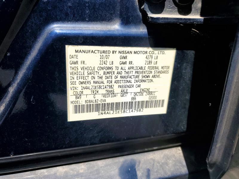 Aukcja sprzedaży 2008 Nissan Altima, vin: 1N4AL21E58C147982, numer aukcji: 85990415