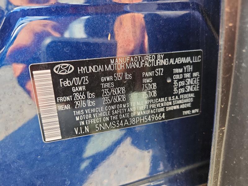 57088346 :رقم المزاد ، 5NMS34AJ8PH549664 vin ، 2023 Hyundai Santa Fe مزاد بيع
