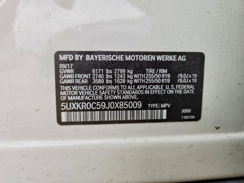 Продаж на аукціоні авто 2018 Bmw X5, vin: 5UXKR0C59J0X85009, номер лоту: 58974236