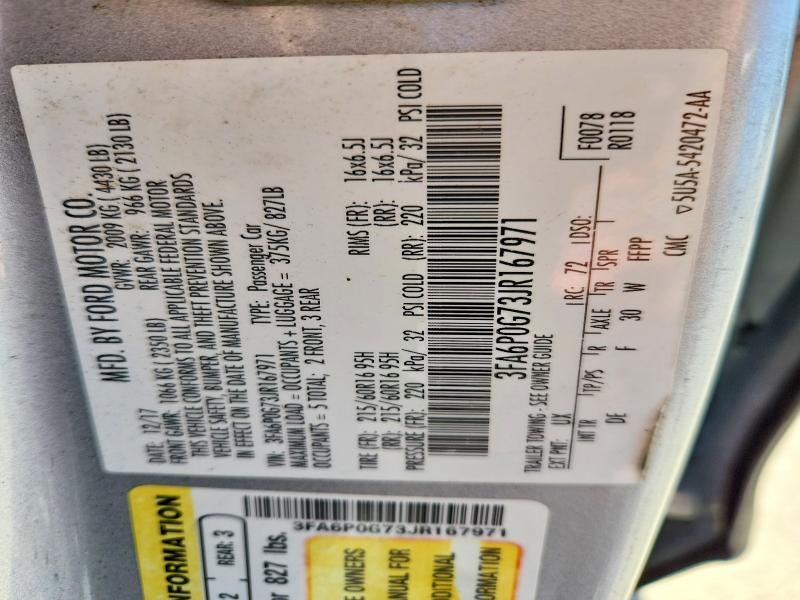 55765836 :رقم المزاد ، 3FA6P0G73JR167971 vin ، 2018 Ford Fusion مزاد بيع